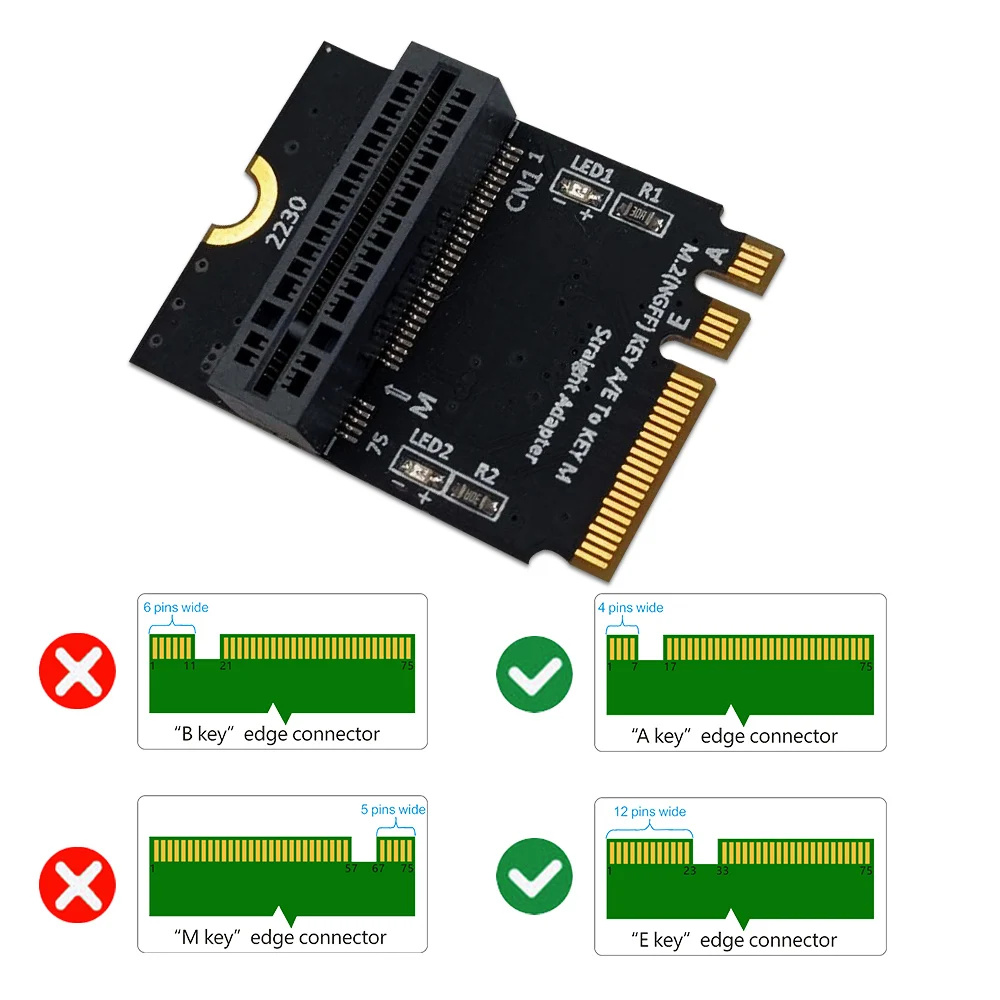 

M.2 NVME Adapter Expansion Card SSD PCIE M2 NGFF M.2 Key A/E Adapters for 2280 M2 NVME SSD Riser Card Vertical Installation