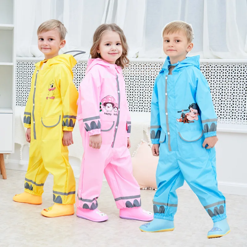 Детский цельный защитный дождевик маленькая Желтая утка моделирование для