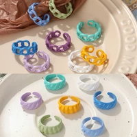 2021 new summer trendy colorful geometric chain acrylic ring candy color rings for women multicolor irregular open rings jewelry