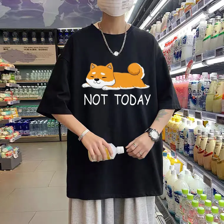 

Kawaii Funny Men Women Not Today Shiba Inu Tee Japanese Breed Dog Lover Tshirt Humor T Shirts Pet Owner Unisex Merch Tops Tee