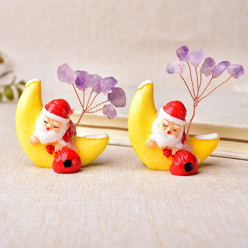 

1 шт. натуральный аметист Санта Клаус Счастливое дерево лечебный Кристал, кварц минеральная украшения ручной работы для украшения дома и оф...