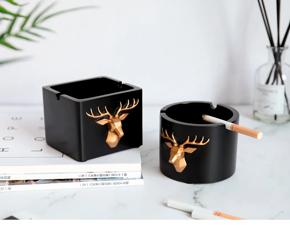 

Resin Moden Windproof Ashtray with Lid Hotel Smokeless Ashtray Holder Gift for Friends Outdoor Home Decoration Animal Figures