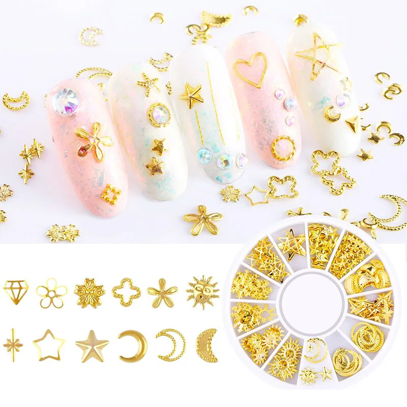 

3D Metal Nail Art Decoration Gold 2019 Mixed Colorful Nail For Nail Art Decorations Glitter metal nail art charm 3d