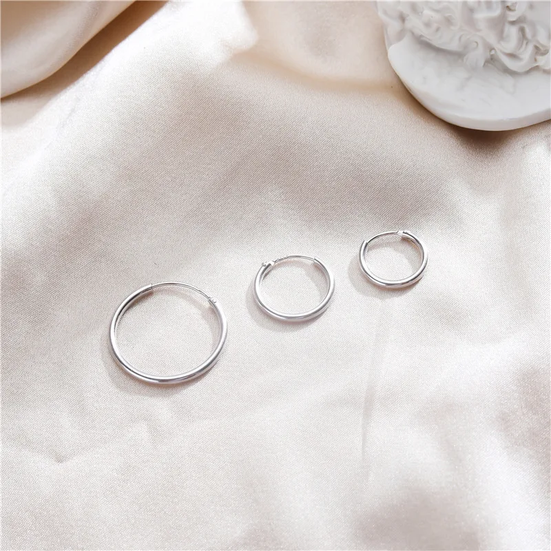 

S925 Sterling Silver 45/50/55MM Big Round Circle Earrings Women Real Silver 925 Jewelry Earrings for Women