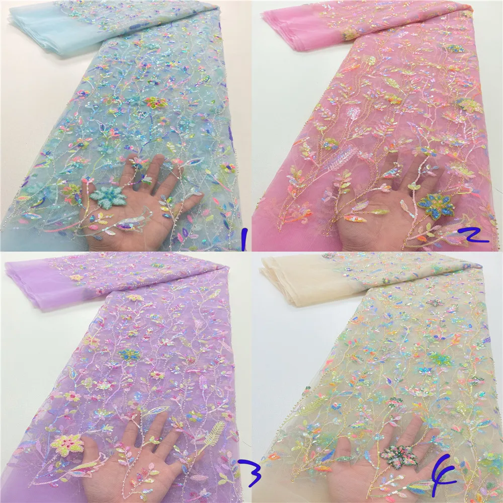 

African Lace Fabrics with groom French Tulle Lace Sequins Lace Net lace whit sequin Fabric for Bridal Materials APWNI5092