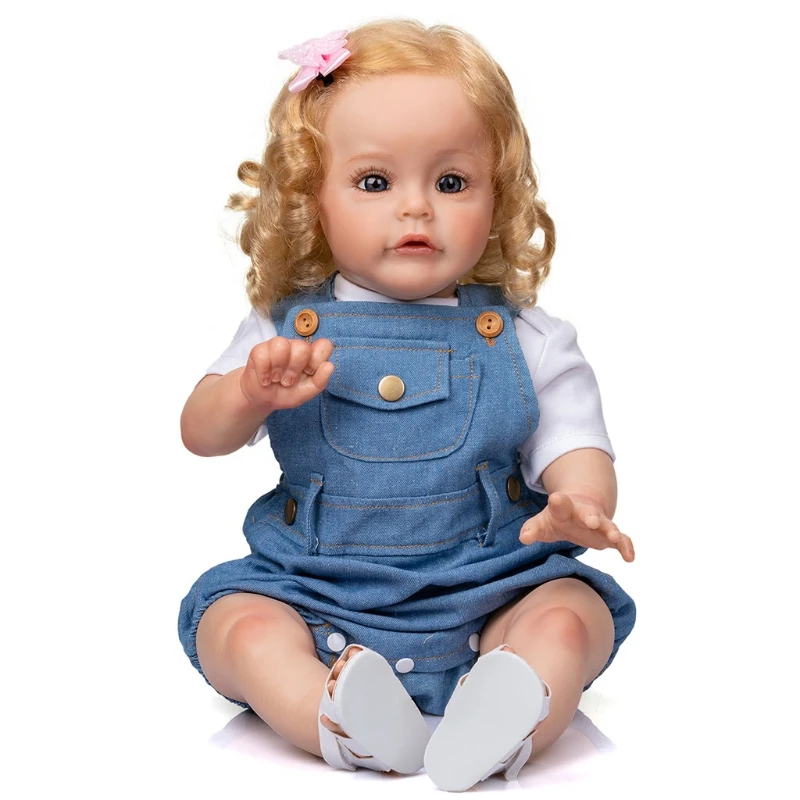 

23’’ Baby Girl Cuddle Doll Reborn Simulation Toy Lovely Heavy Weight Lifelike Toy with Rooted Hair Newborn Birthday Gift