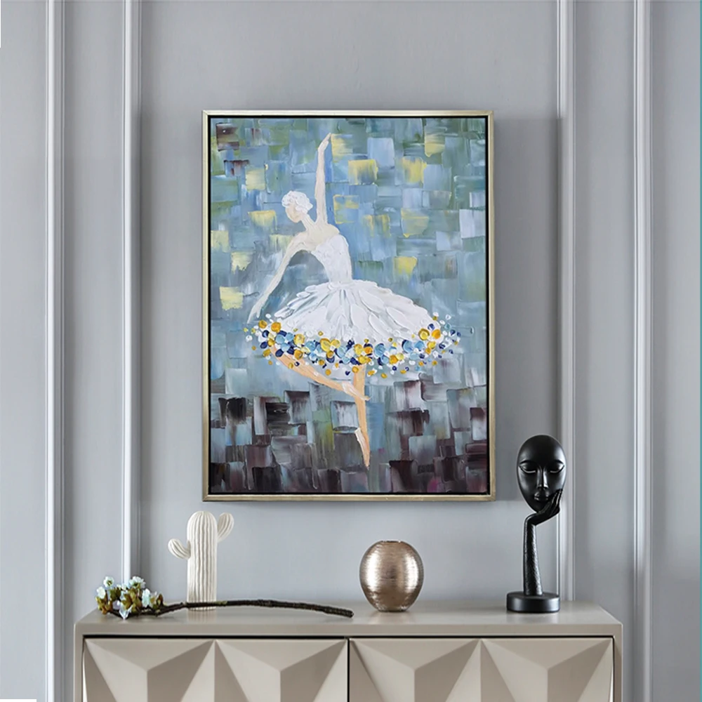 

3D Oil Painting On Canvas Handmade Ballet Girl Paintings For Living Room Wall Art Decor Abstract Thick Texture Canvas Paintings