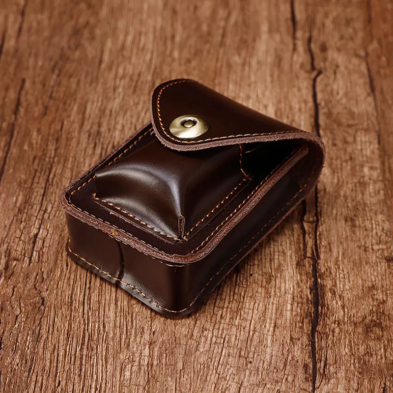 Мужская поясная сумка из натуральной кожи маленькая в стиле ретро с застежкой на