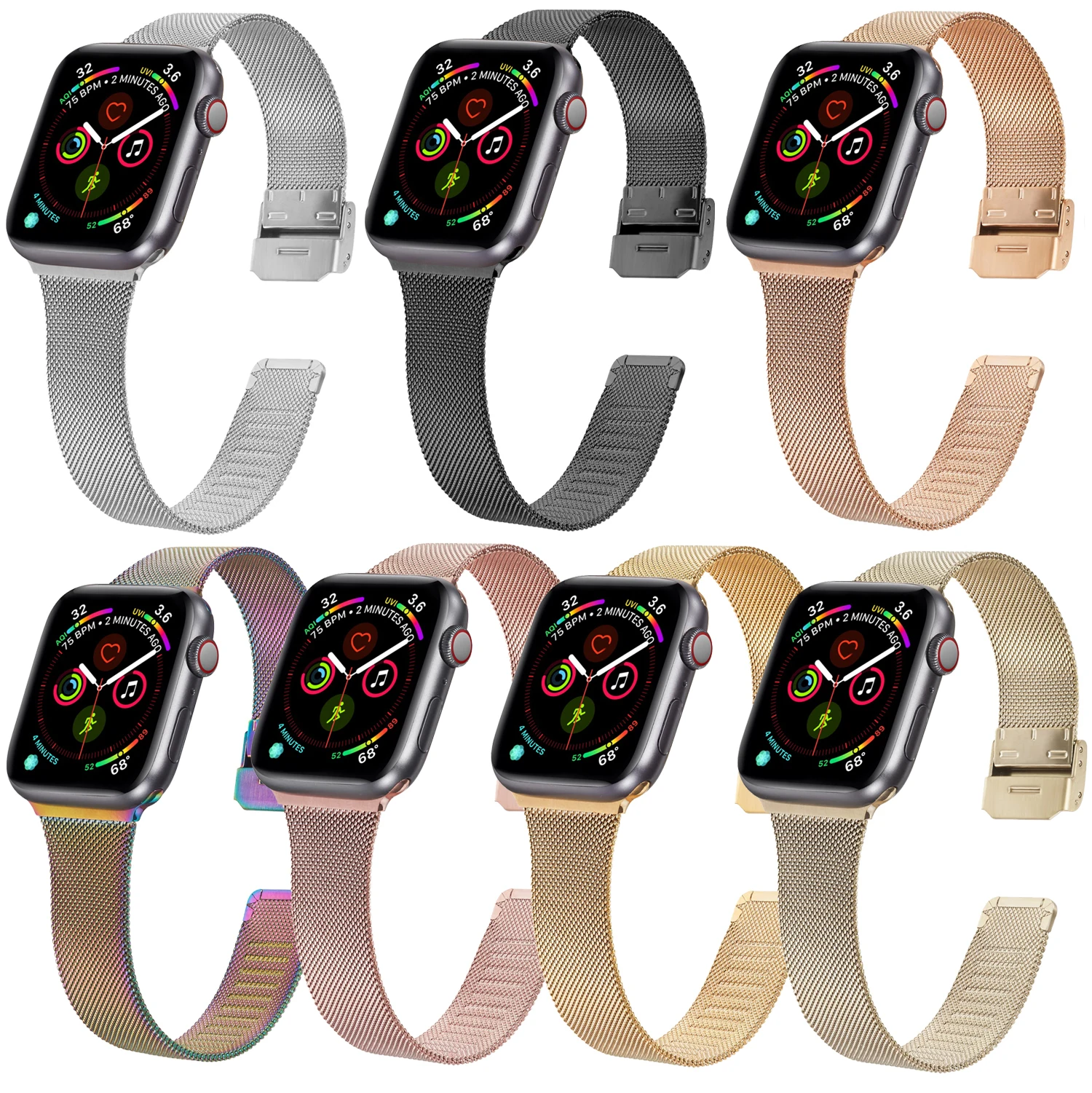 

Slim Watch Band for Apple Watch SE 6/5/4 40MM 44MM Metal Bracelet Loop Strap for iWatch Series 3/2/1 38MM 40MM Wrist Watchband