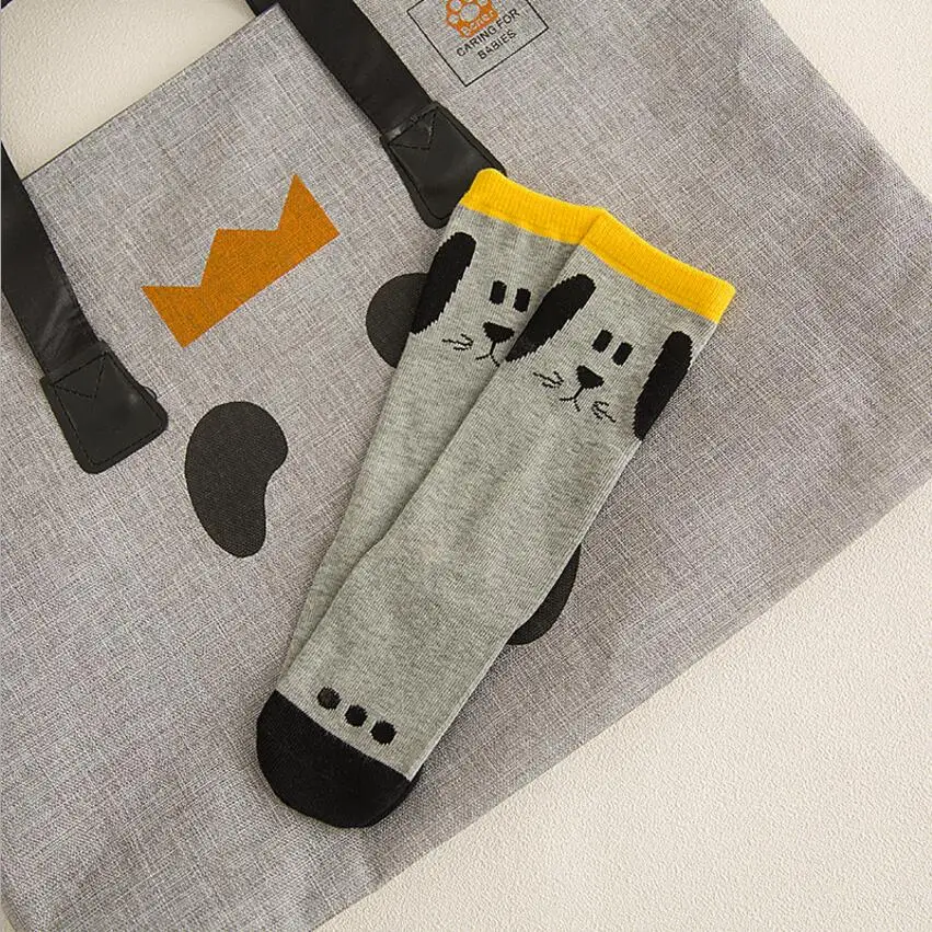 Gray dog 20 стильных носков для новорожденных девочек Гольфы с высоким голенищем, теплые детские носки для мальчиков и девочек от 0 до 6 лет, хлопковые носки с животными для младенцев - Цвет: Gray dog
