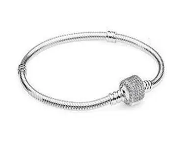 Authentic 925 Sterling Silver Snake Chain Charm Bangle Fit European Original Bracelets Jewelry Women Gift - Окраска металла: 1