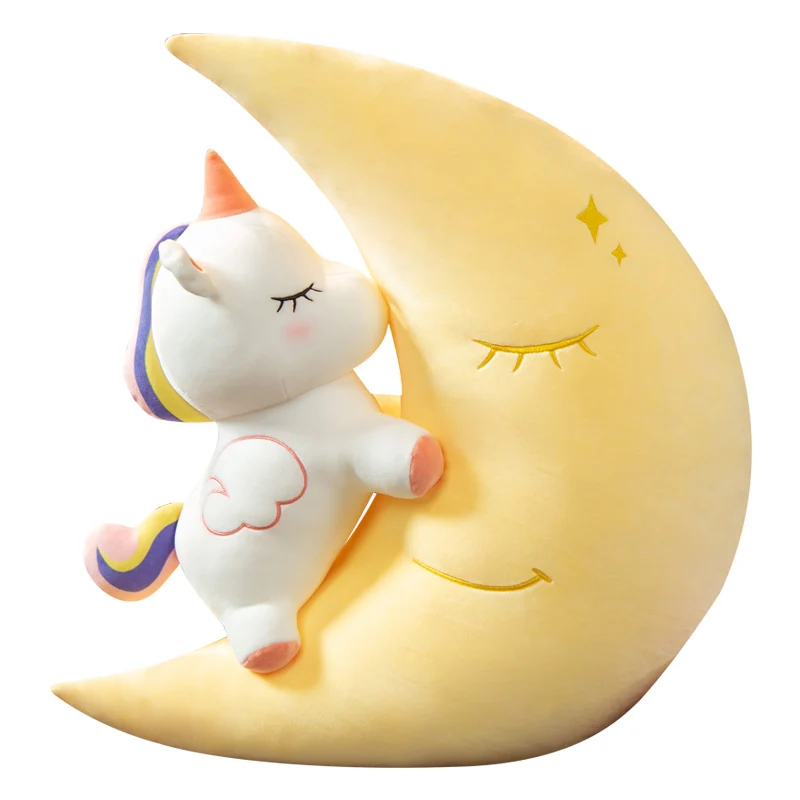 

1pc 60cm Kawaii Moon with Unicorn Plush Toys Dolls Stuffed Pillow for Infant Kids Baby Girl Birthday Home Decor Appease Gift