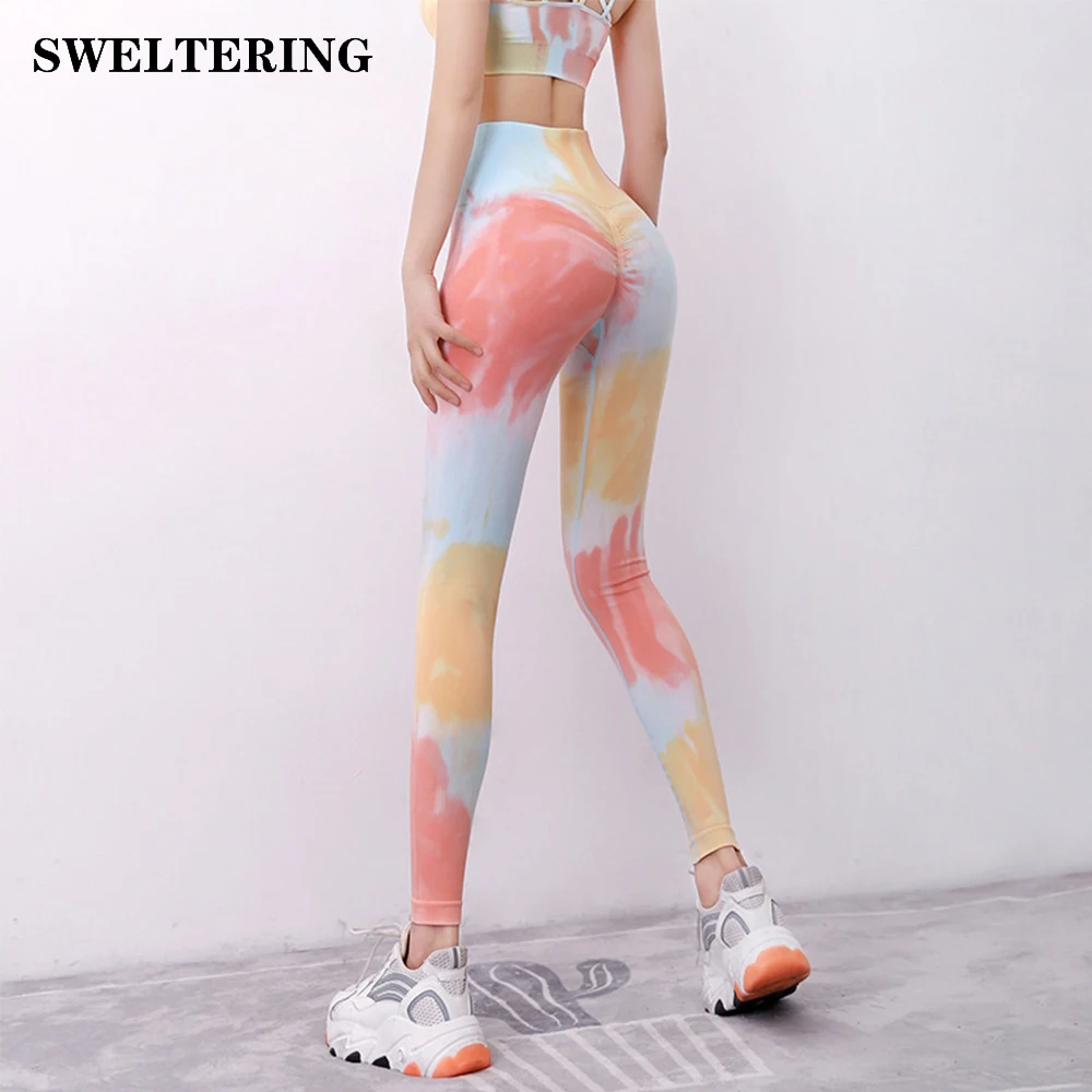 

Seamless Yoga Leggings Women Tie Dye Sports Pants High Waisted Yoga Pants Seamless Leggings Joggers Women Gym Push Up Tights