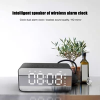 multifunction mirror lcd display alarm clock wireless speaker music player electronic digital table clock with dual alarm mode