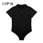 M-2XL мужской боди, топы, цельное нижнее белье, с коротким рукавом, отложной воротник, кнопки, ластовица, комбинезон, Пижама