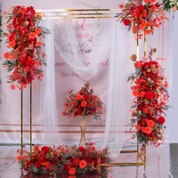 metal wedding arch frame mariage row runner square backdrop stand background gold plating outdoor artificial flower door shelf