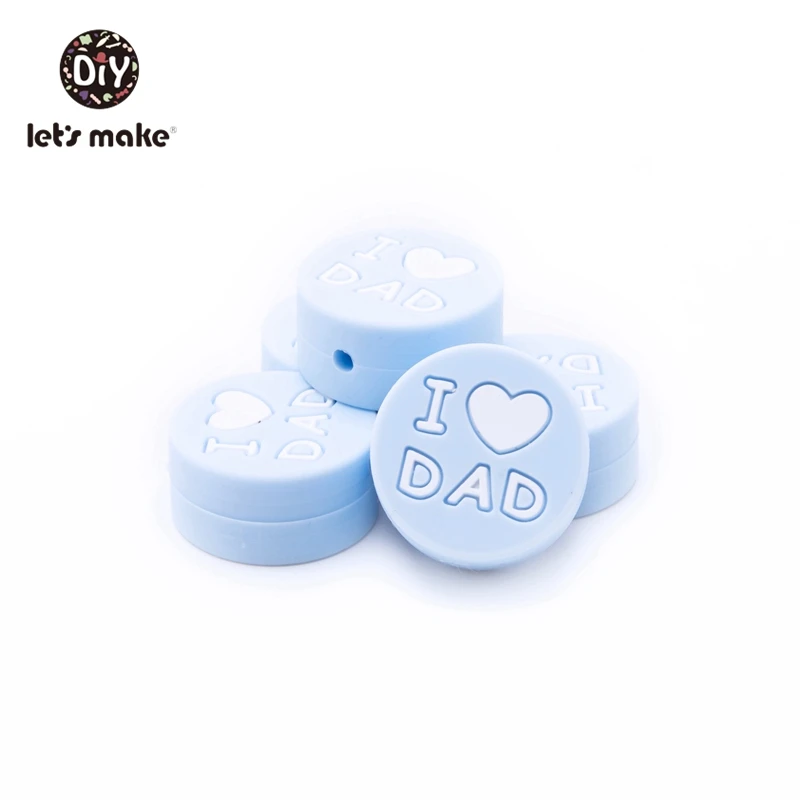 Candy blue dad Давайте сделаем силиконовые бусины "I Love Mom", прорезыватели для зубов для детской Соска с зубами, клипсы для изготовления пищевых 3 шт., силиконовые прорезыватели - Цвет: Candy blue dad