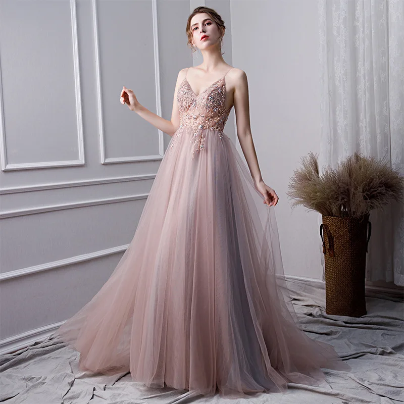 picture color Vestidos De Выпускной вечер платья длинные с отделкой бисером Vestido Formatura сексуальные женские вечерние платья - Цвет: picture color