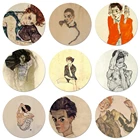 Магнитные наклейки Egon Schiele для кухни, домашнего декора, холодильника, 55 мм