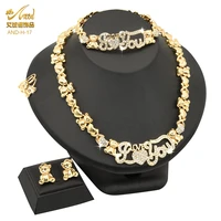 i love you nigerian wedding jewelry set xoxo heart bridal african woman jewelry crystal dubai gold color necklace bracelets sets