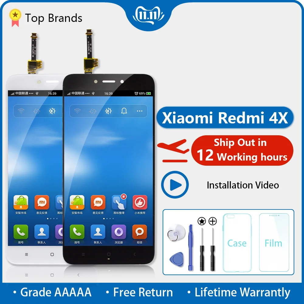 Оригинальный ЖК дисплей для Redmi 4X сенсорный экран дигитайзер в сборе замена Xiaomi 4x