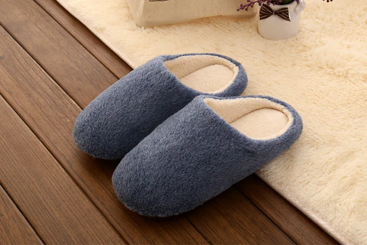 

2021 Autumn Winter Men Slippers for Home Indoor Floor Shoes Warm Plush Slippers Candy Color Women Slippers Shoes Soft