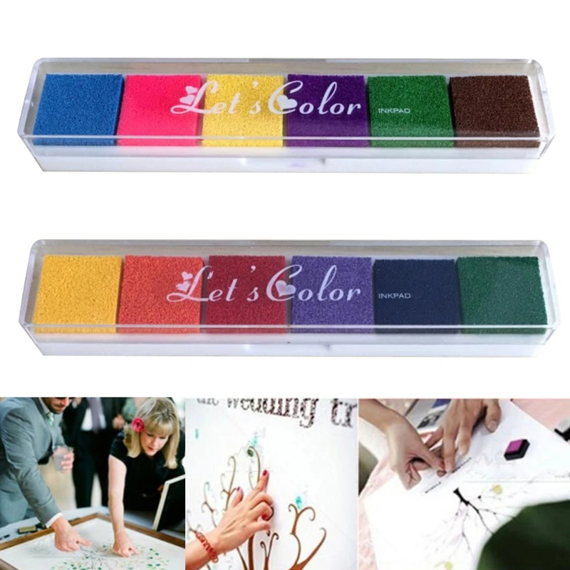 

2pcs Non Toxic Ink Pads Fingerprint Ink Inkpad DIY Crafts 6 Colors Digital Printing Scrapbooking Stamps wholesales