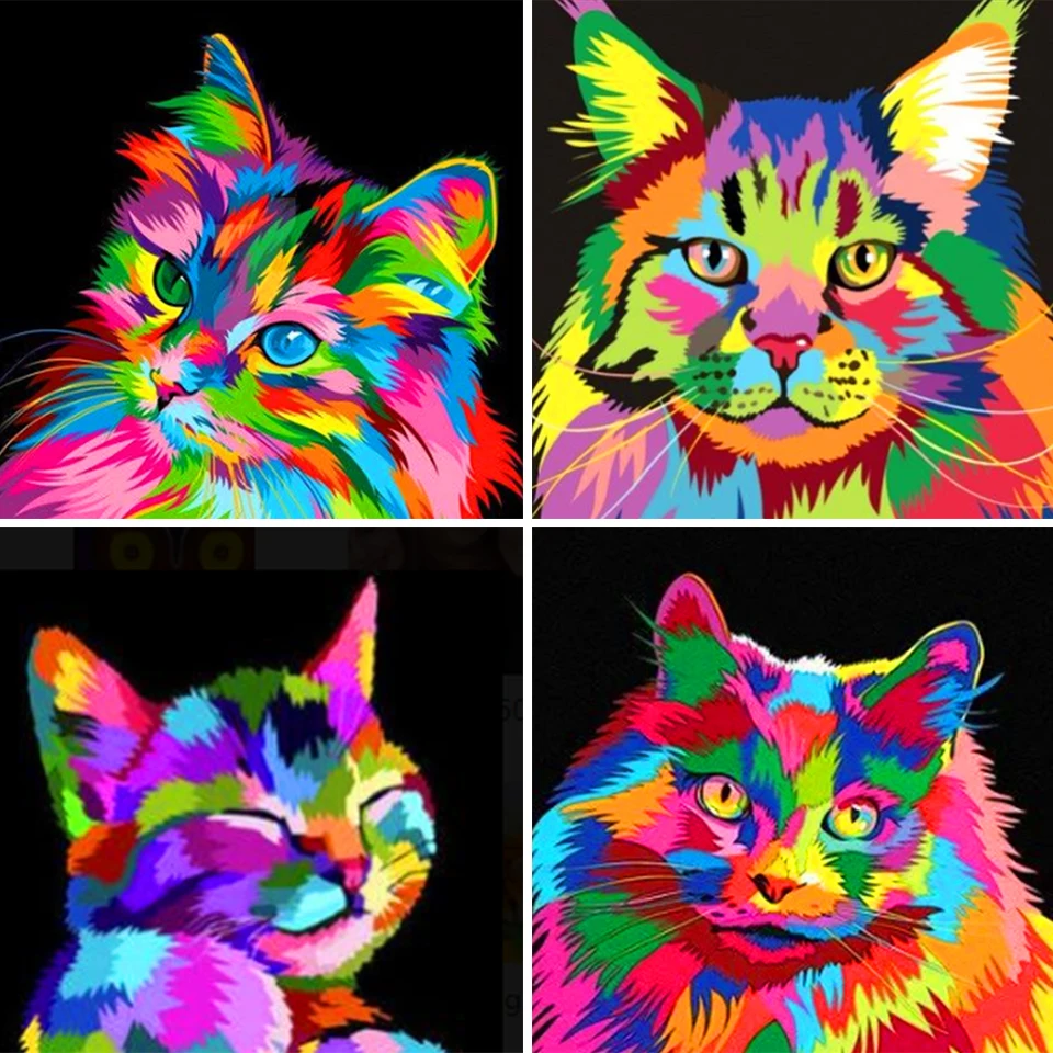 

Sale 5D DIY Diamond Painting Animals Cat Cross Stitch Kit Full Drill Square Embroidery Mosaic Art Picture of Rhinestones Decor