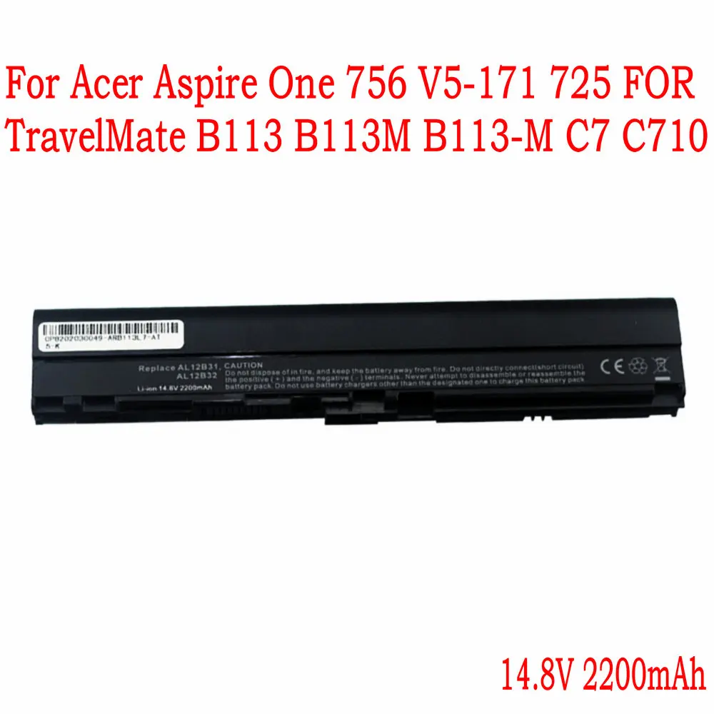 Аккумулятор для ноутбуков AL12X32 AL12A31 AL12B31 AL12B32 Acer Aspire One 756 V5 171 725 TravelMate B113 B113M M C7