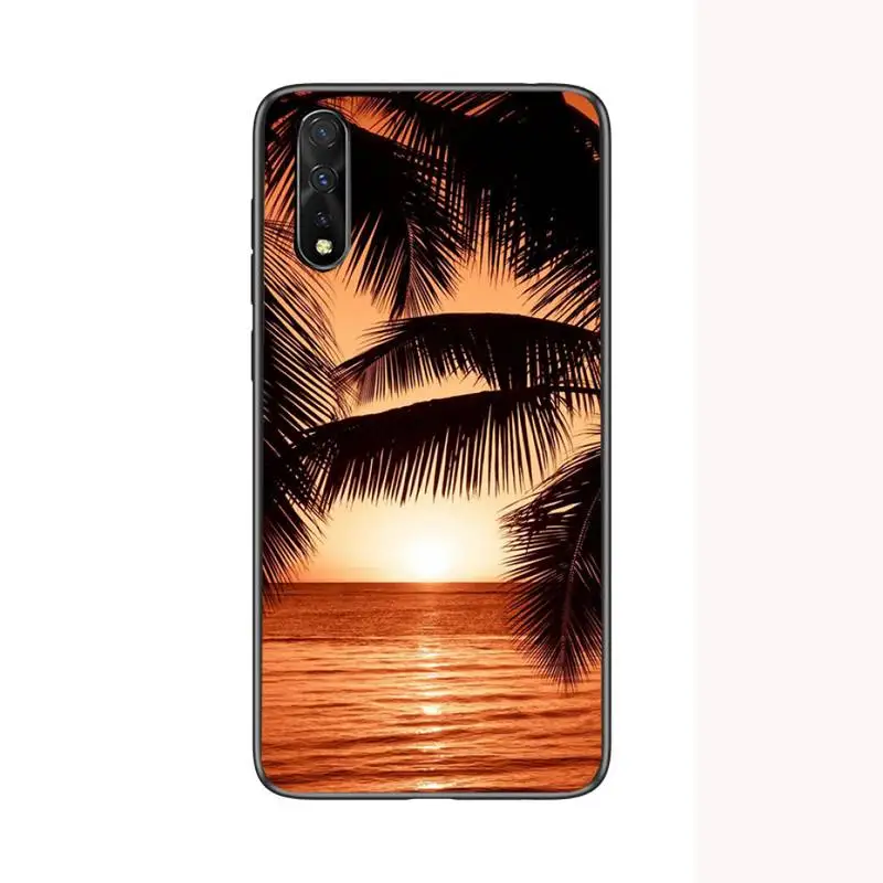 

Summer Beach Scene At Sunset On Sea Palm Phone Case For Samsung S6 S7 Edge S8 S9 S10 E lite2019 S20 Plus Cover Fundas Coque