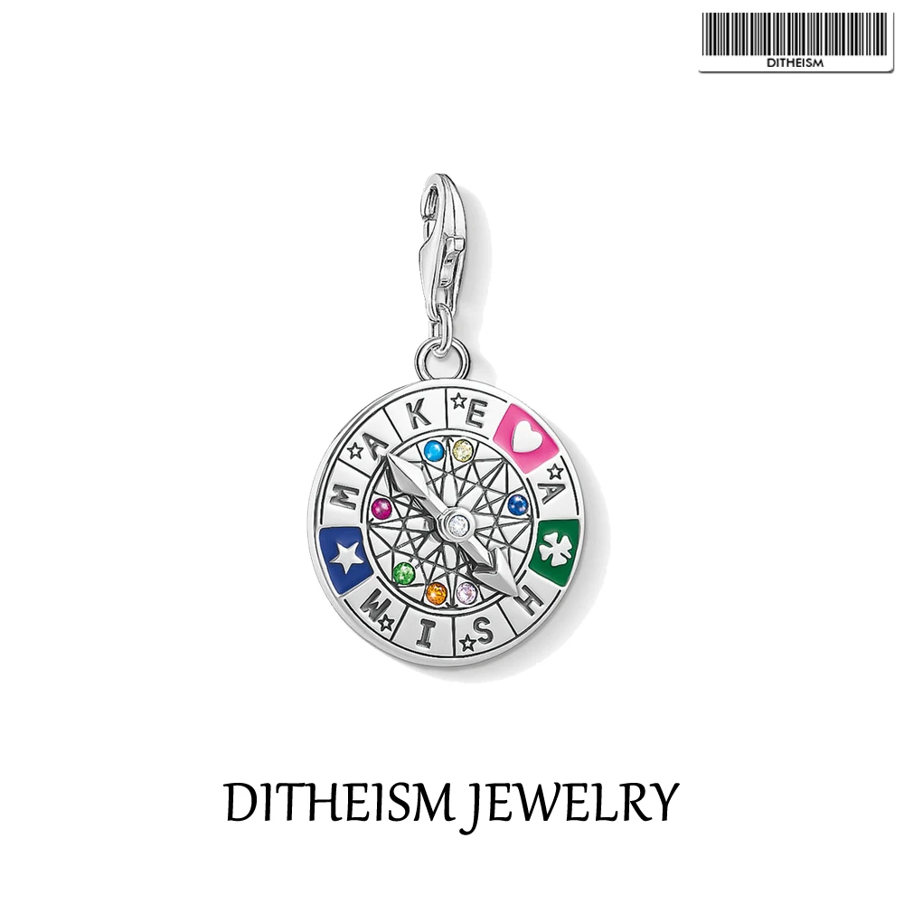 

Charms Pendant Wheel of Fortune Lucky Compass 925 Sterling Silver Fit Bracelets 2021 Brand New Fine Women Jewelry Accessories