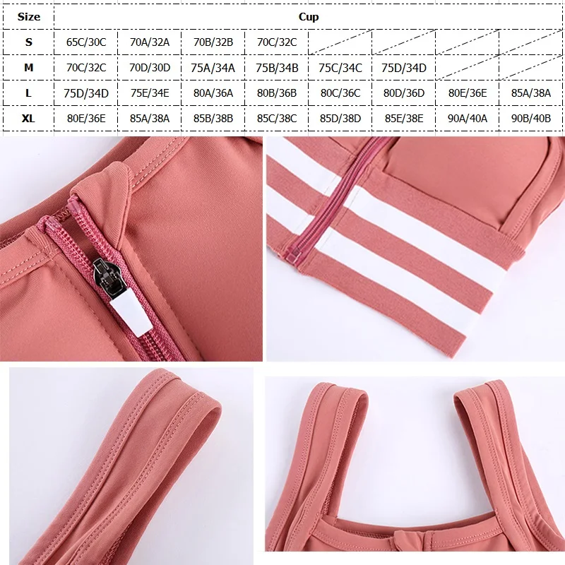 Женский спортивный бюстгальтер на молнии укороченный топ для йоги фитнеса пуш-ап