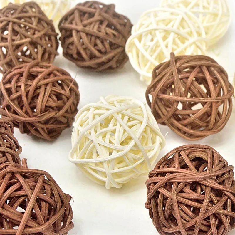 20 шт 3 см Рождественская елка Декоративный ротанговый шар для дня рождения и дома