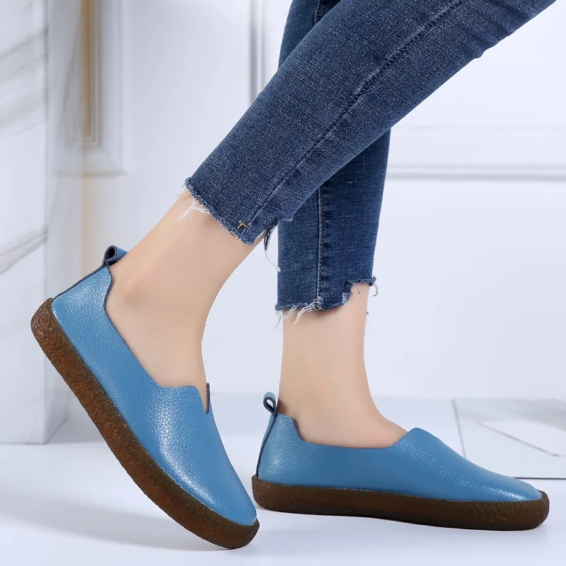 

Spring New Products Large Size Loafers Ladies Shoes Casual Comfortable Flat Shoes Women's Shoes Genuine Leather Shoes
