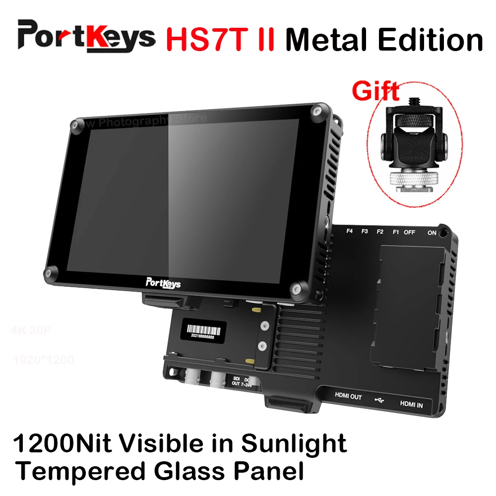 

Portkeys HS7T II Metal Edition 4K Monitor 7'' on Camera DSLR Field Monitor 3D LUT Touch Screen SDI HDMI 1920x1200 Video Camera