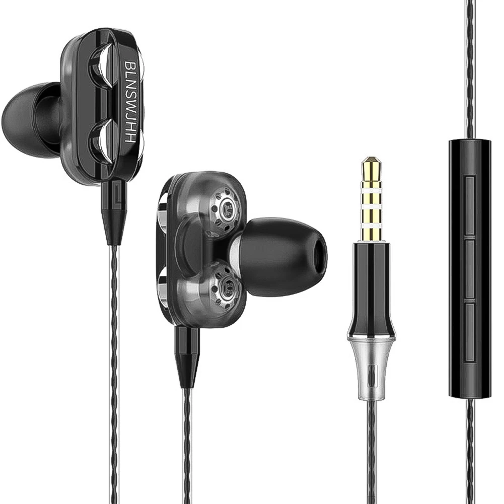 

Earphones Wired Universal Earbuds Heavy Bass Dual Driver Stereo Sports Gaming Headsets With Mic For HuaWei IPhone Xiaomi Samsung