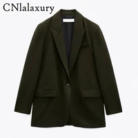 2021 za vintage loose suit outerwear women suit jacket spring autumn female jackets elegant chic single button femme blazer coat
