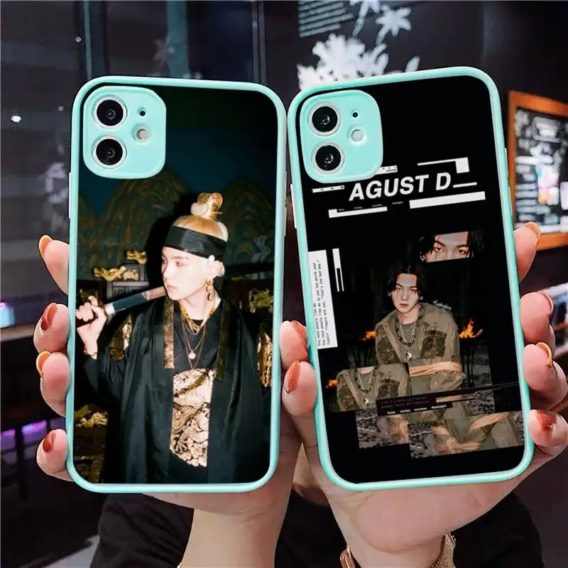 

Agust D Kpop fashion Korea idol Phone Case Matte Transparent for iPhone 7 8 11 12 s mini pro X XS XR MAX Plus cover funda