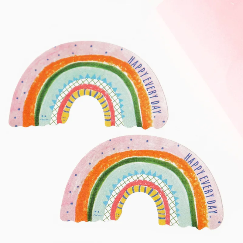 120pcs Rainbow Labels Thank You Kraft Paper Packaging Sticker Dragees Baptism Candy Bag Gift Box Wedding Birthday Merci Stickers images - 6