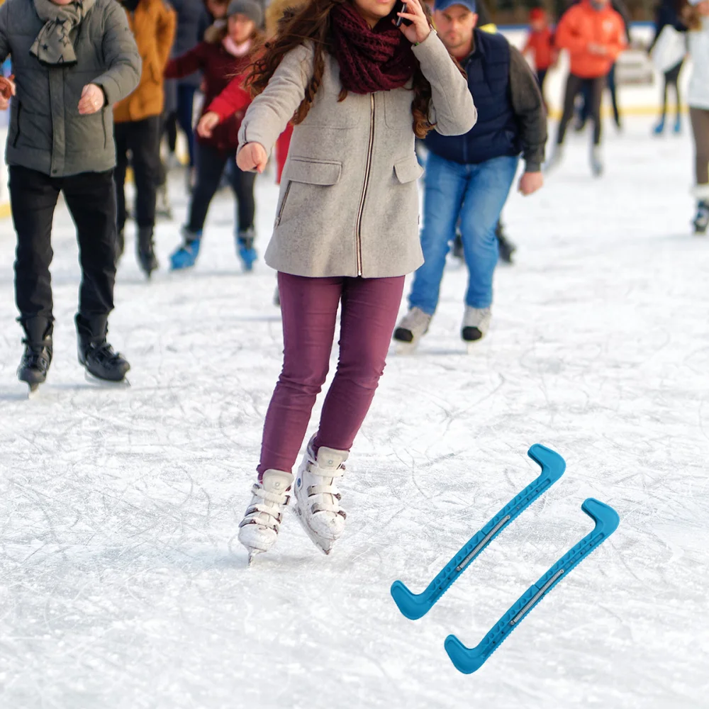 

1 Pair Ice Skate Guards Adjustable Ice Skate Walking Guards Ice Hockey Figure Protector Covers (Lake Blue)