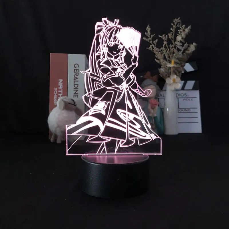 

Genshin Impact Kamisato Ayaka Game Dropship Decor Battery Operated 3D Night Light Alarm Clock Base Light 7 Color with Remote Kid