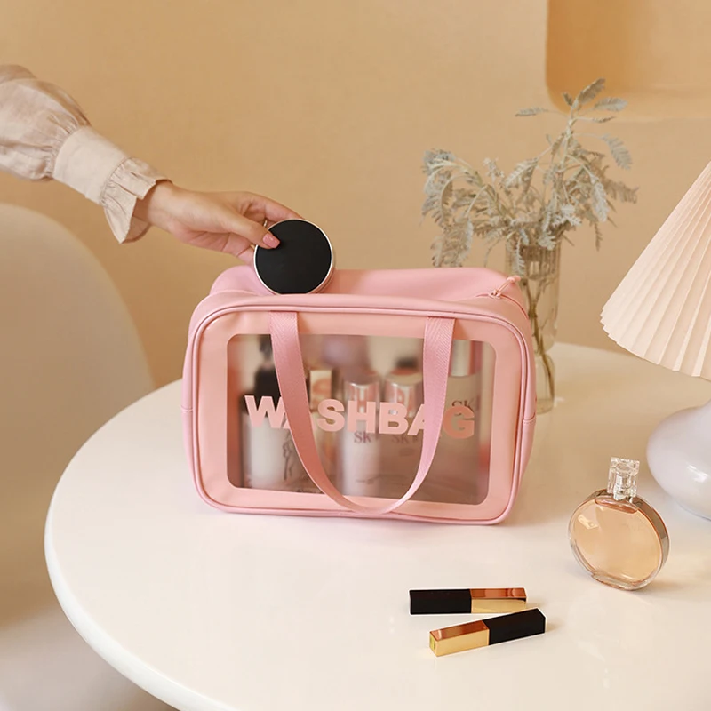 

Style D PU+Frosted Translucent Cool Summer Wash Bag Makeup Bag Cosmetic Bags for Women Pouch Organizer Case for Cosmetics CB049