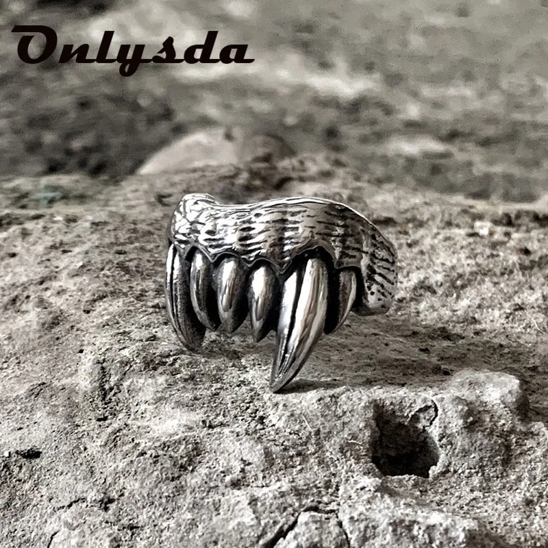 Мужской подарок панк рок крутой племя орк волк зубные кольца для мужчин