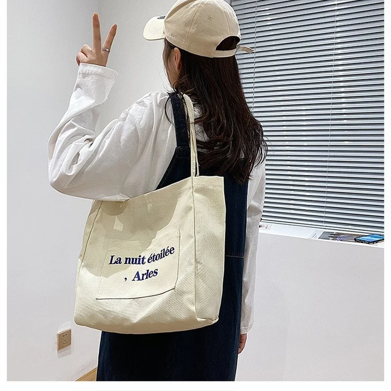 Женская Холщовая Сумка для покупок, Женская дешевая тканевая сумка через плечо, Женская эко-сумка, однотонная многоразовая сумка-шоппер для...