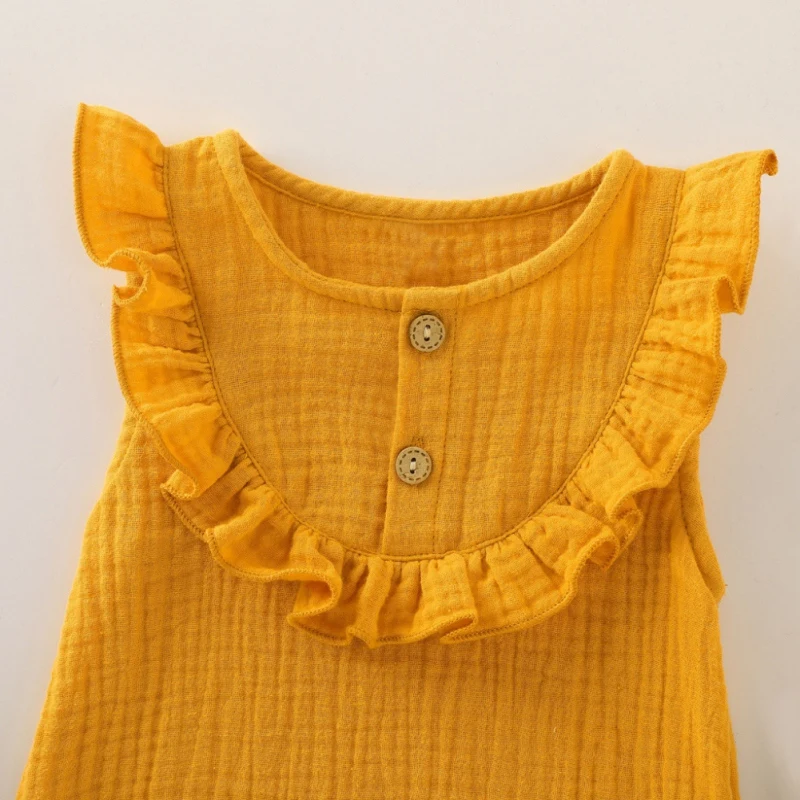 

Infant Toddler Newborn Baby Girls Clothing Set Cotton Solid Color Sleeveless Bodysuit Jumpsuit Casual Romper Clothes 0-24M