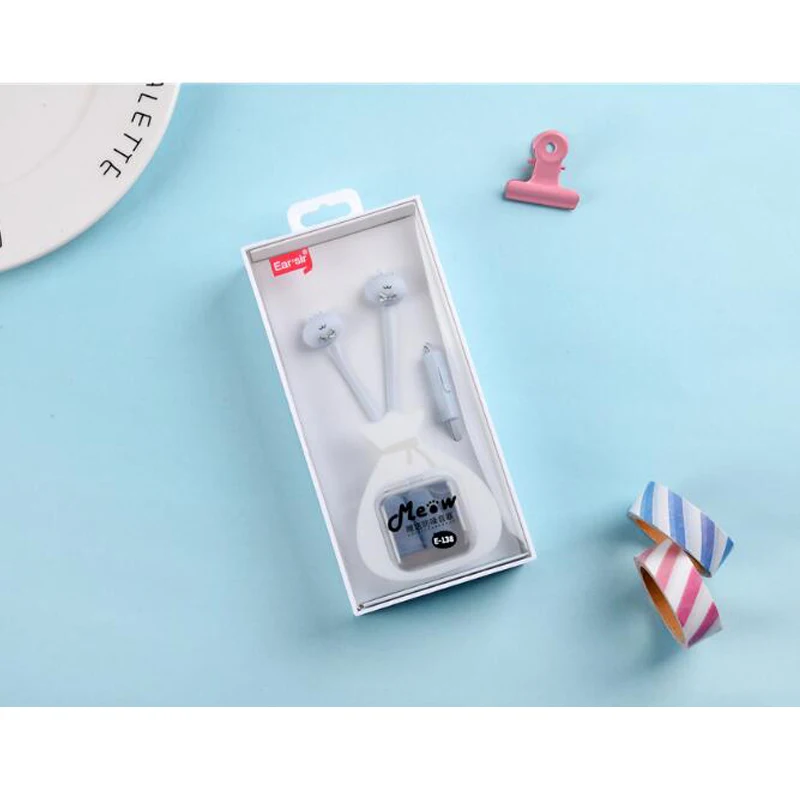 Котенок милый мультфильм наушники &quotКошка&quot красочные вкладыши 3 5 мм мини сумка
