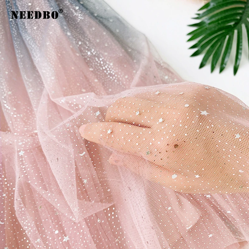 Женская плиссированная юбка NEEDBO с блестками градиентная сетчатая пачка средней