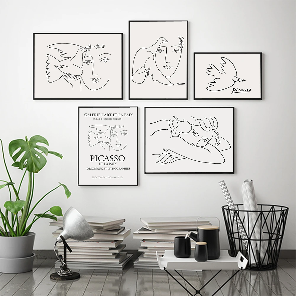 

Picasso Matisse Posters And Prints Abstract Girl Bird Line Canvas Painting Wall Art Pictures For Living Room Nordic Home Decor