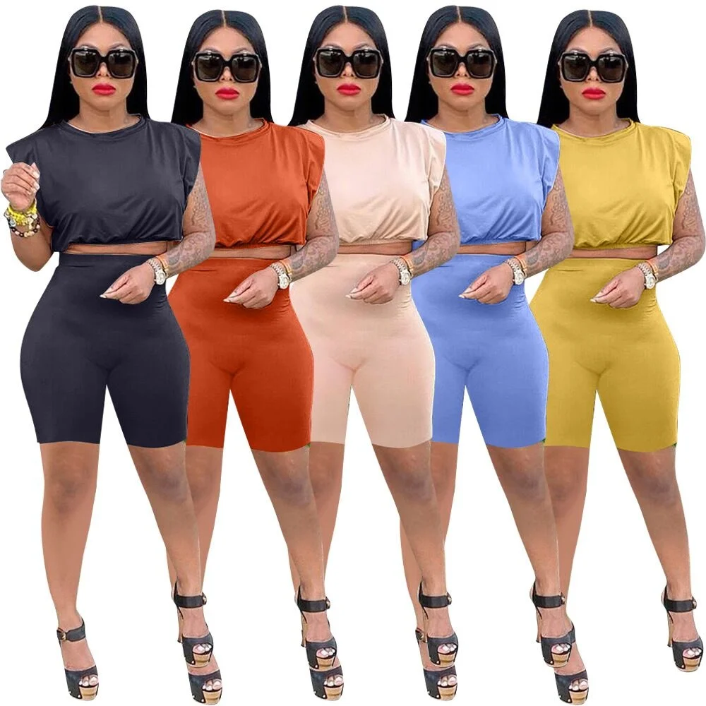 

Zoctuo Sexy Solid Short Sets Sleeveless O Neck Crop Top Short Sets Club Party Skinny Two Piece Short Sets For Women In Summer
