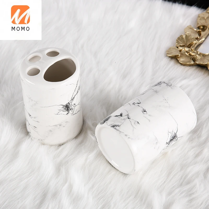 

Simple Marbling Bathroom Decoration Five-Piece Set Bathroom Toiletries Tray Household